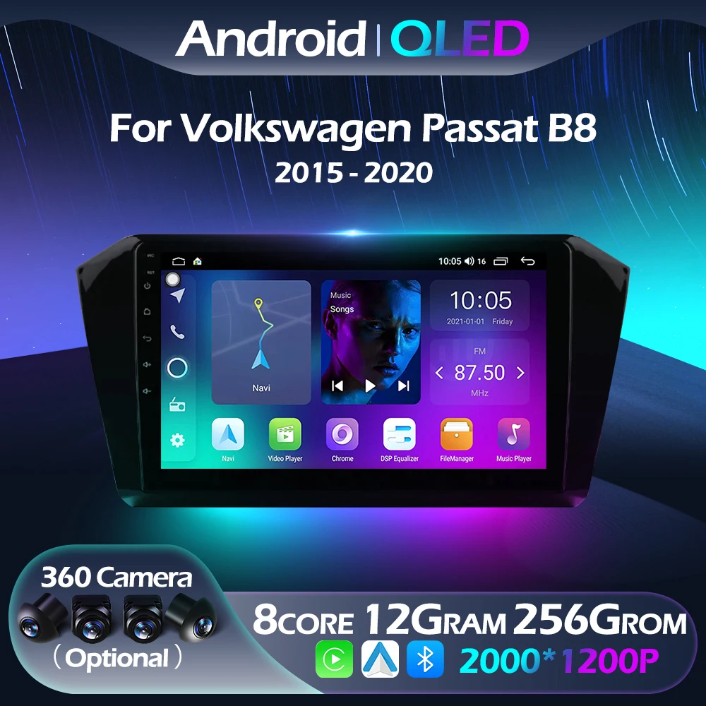 

QLED For Volkswagen Passat B8 2015 - 2020 Car Radio Multimedia Navigation Player Carplay Android Auto 4G WIFI FM DSP BT GPS