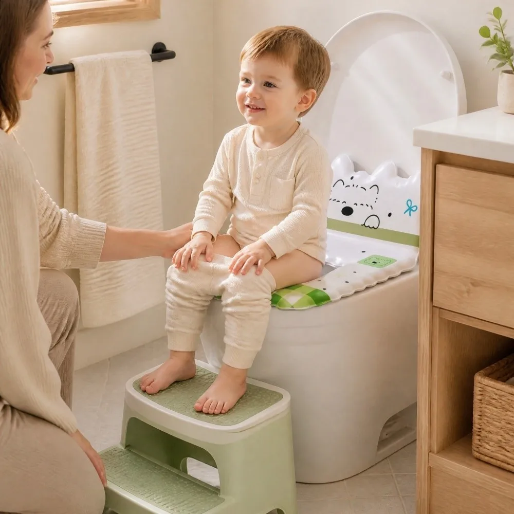 Waterproof Backrest Toilet Seat Plaid Cartoon Puppy Pattern Toilet Seat Cover Removable Toilet Seat Cushion All Seasons