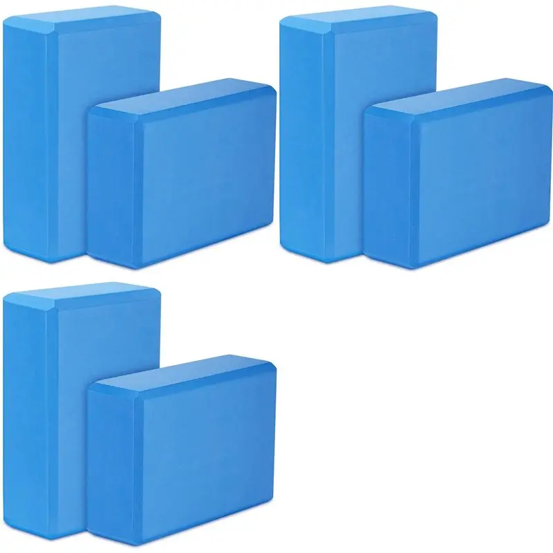 Yoga Blocks 6 Pack,23X15X7.6Cm High Density EVA Foam Yoga Block Exercise Bricks,Eco Friendly & Lightweight,Blue