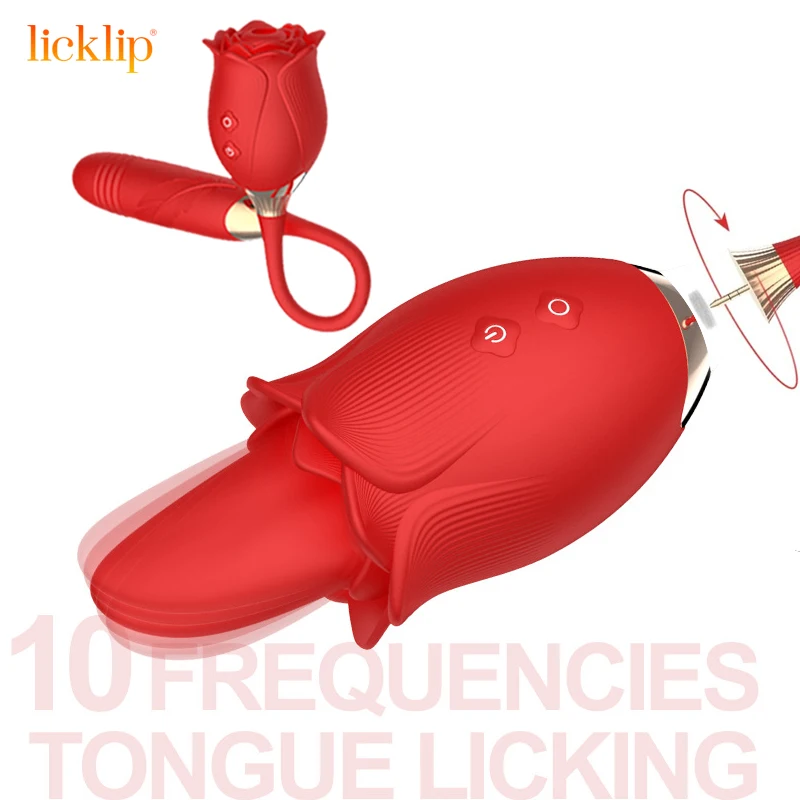 

LICKLIP 10 Frequency Detachable Rose Vibrator Fully Automatic Retractable Tongue Lick Swing Female Masturbator Massage Sex Toys