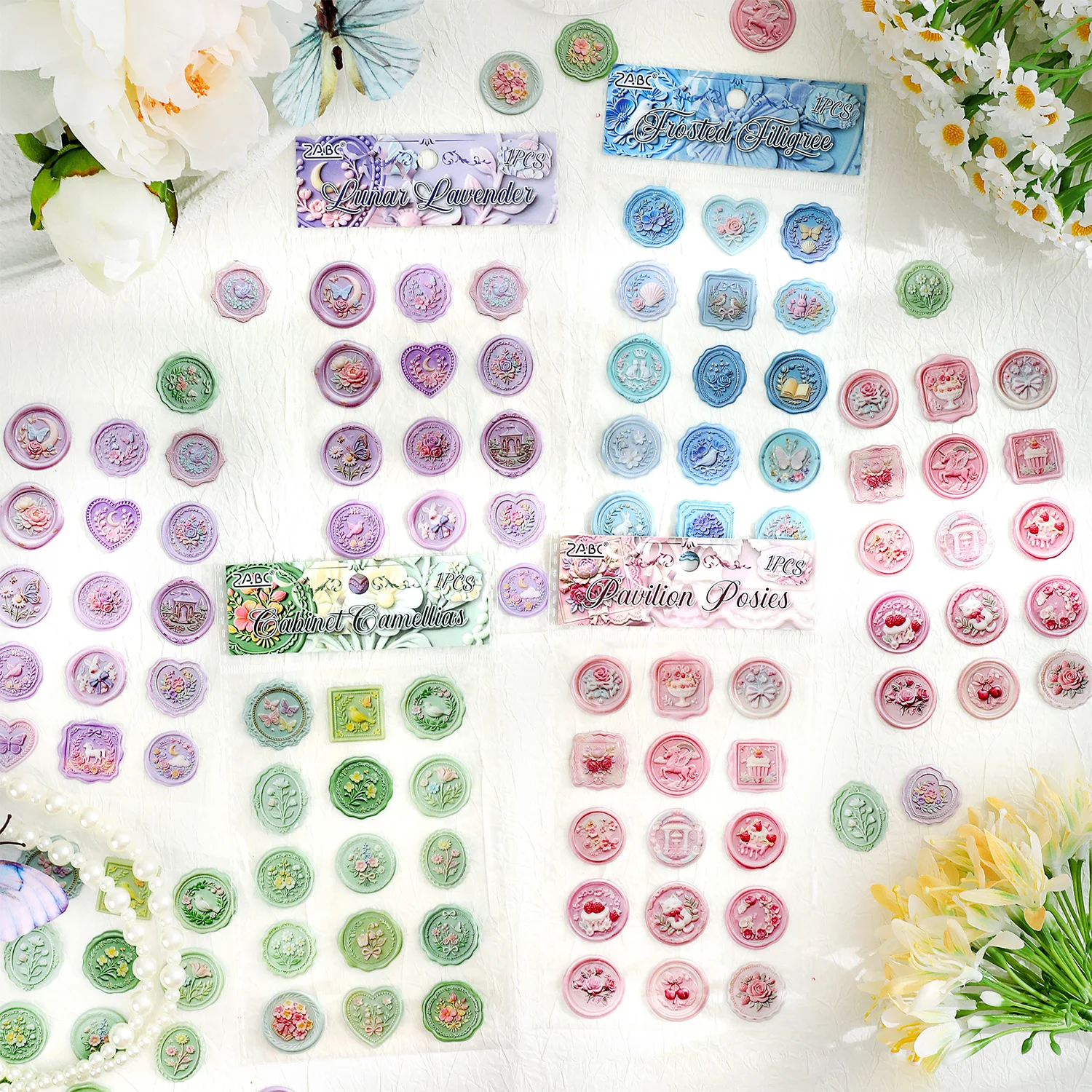 1 sheet Kawaii Brocade Lacquer Dropping Sticker Creative Aesthetics Envelope Sticker Message Commemorative Card Decor Supplies