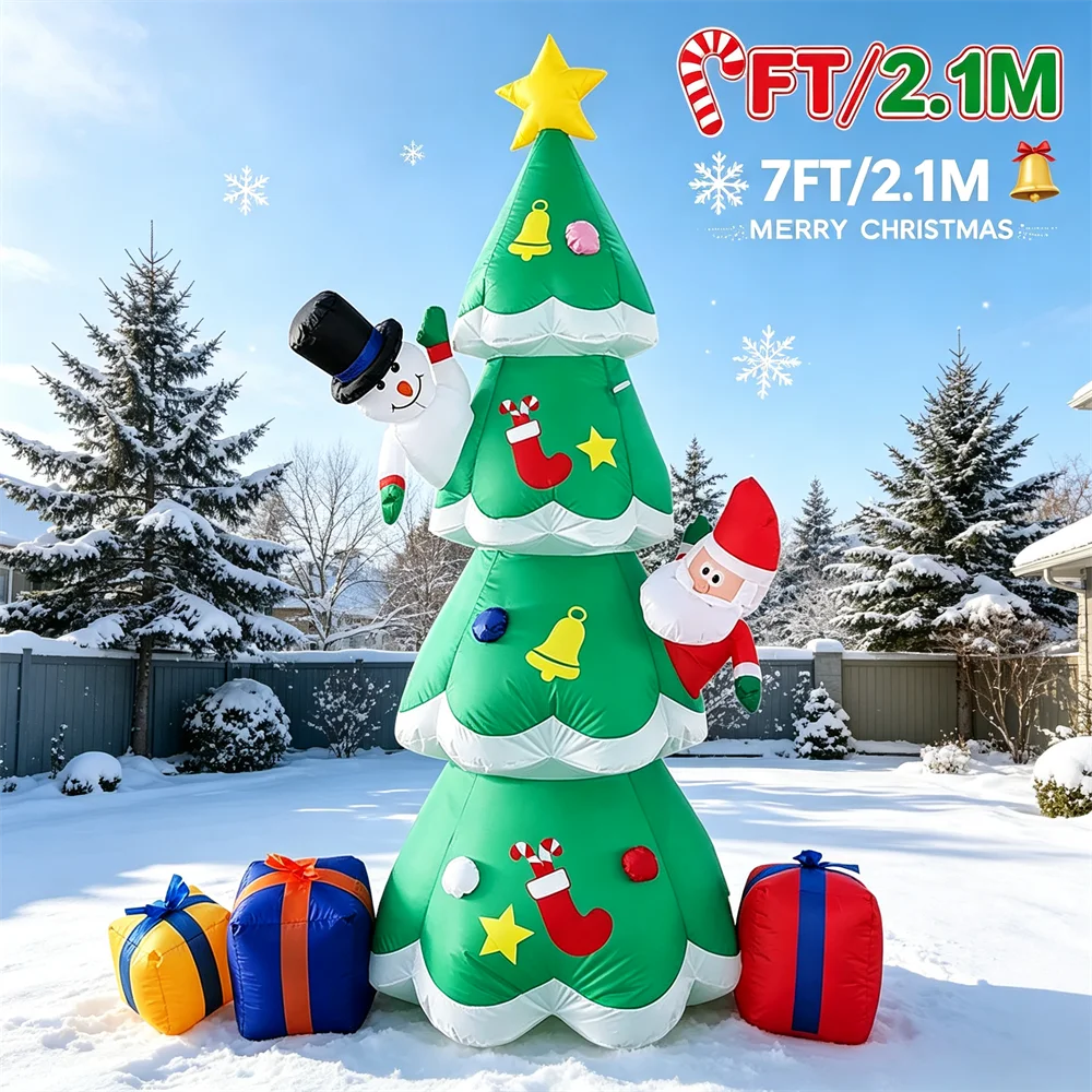 Lighting Tree Decor - 7FT Işıklı Noel Şişme Modeli, Noel