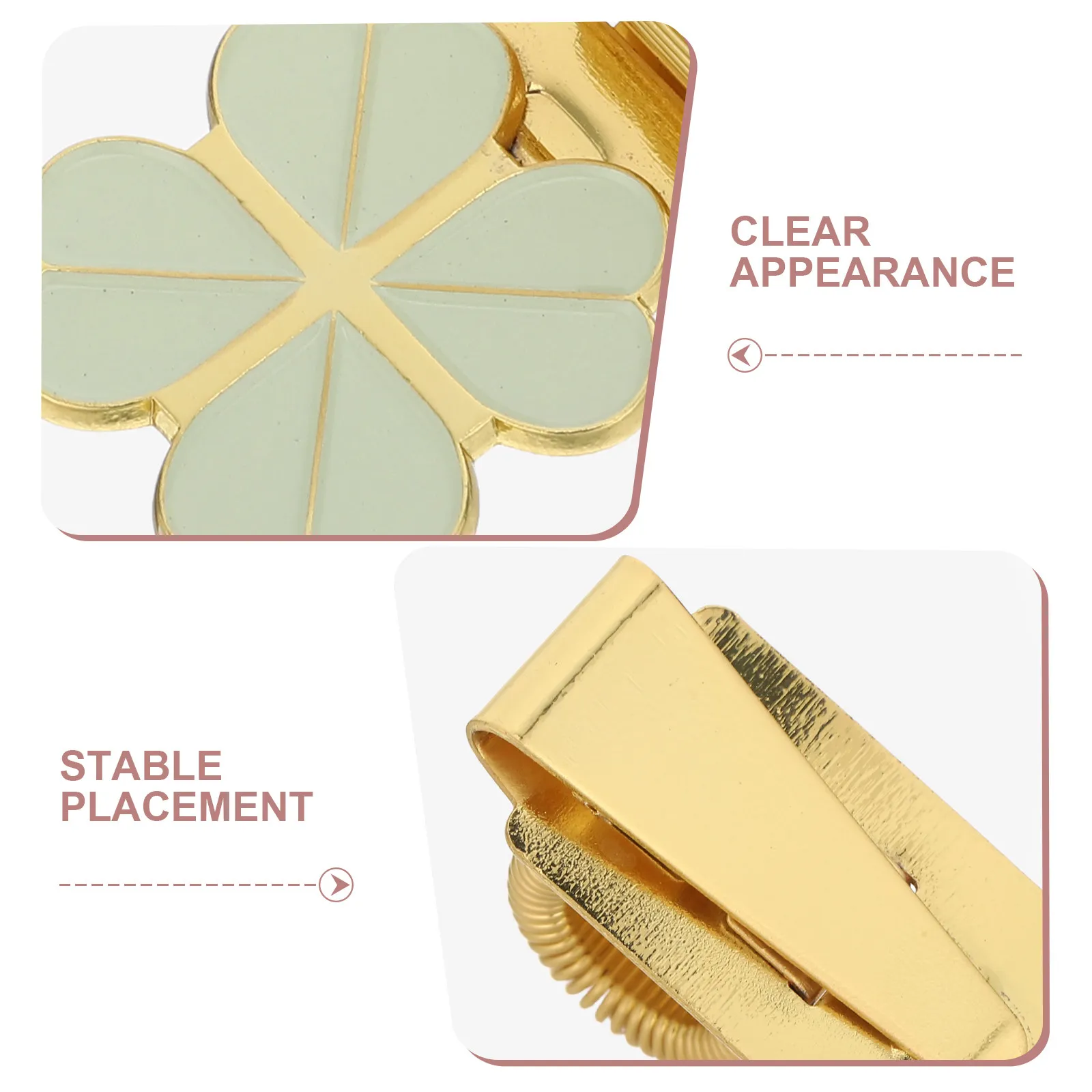 3Pcs Decorative Pen Clips Spring Pen Holder Clip Zinc Alloy Four Leaf Clover Metal Clip for Notebook Journal Diary Office