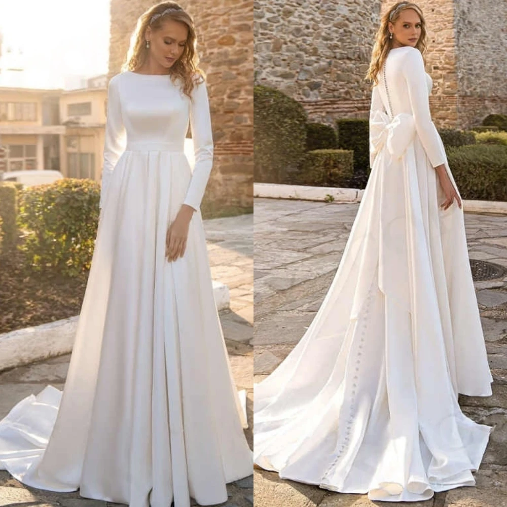 

Customized White Satin Delicate 2025Wedding Dress Exquisite A-Line Formal Formal Fashion Bridal Party Temperament Bridal Gowns