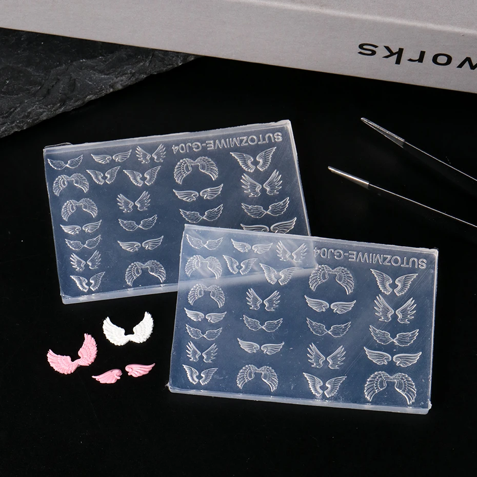 1 قطعة قالب سيليكون للأظافر على شكل جناح الملاك-قوالب أظافر على الطراز القوطي الباروكي العتيق لتزيين الأظافر وإكسسوارات الأظافر #5