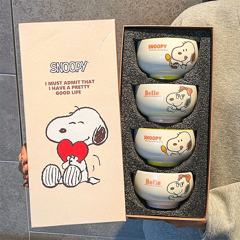

Snoopy Cartoon Animation Home Rice Bowl High Temperature Resistant Ceramic Tableware Set Cute High-Pretty Gift Box Birthday Gift