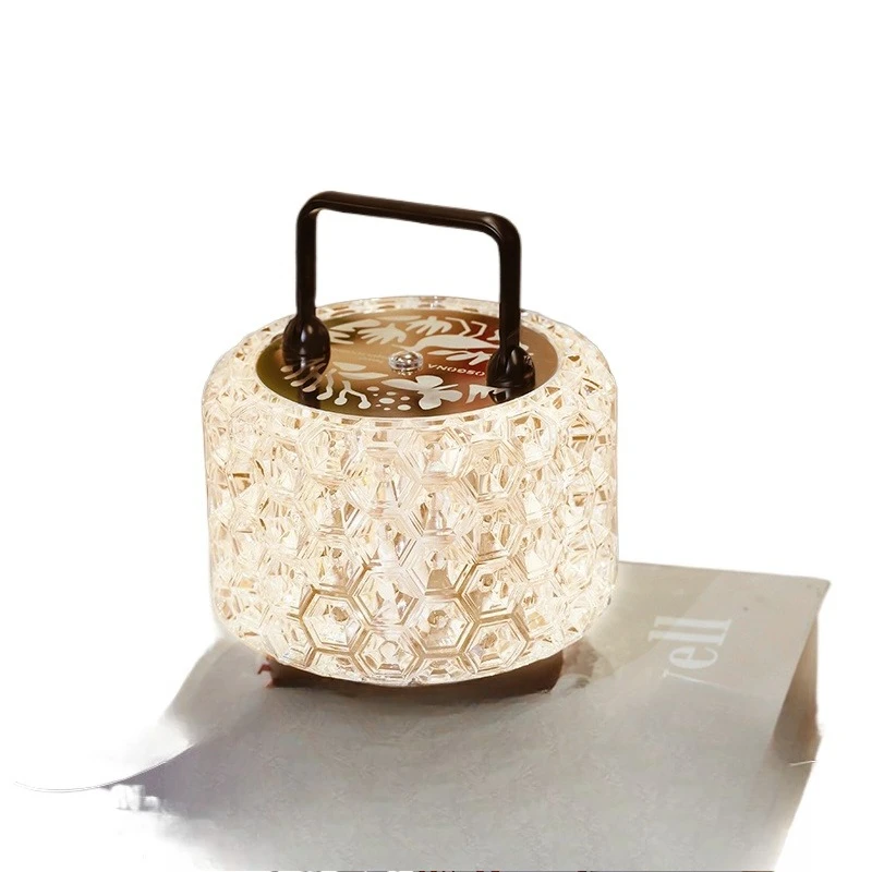 

Light luxury crystal LED charging desk lamp bedroom bedside premium gift living room ornament