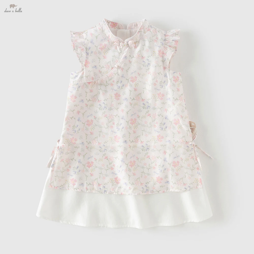 

Детские летние платья Dave Bella для девочек, милое платье с цветочным принтом в китайском стиле, элегантное праздничное модное повседневное детское платье DB2261633