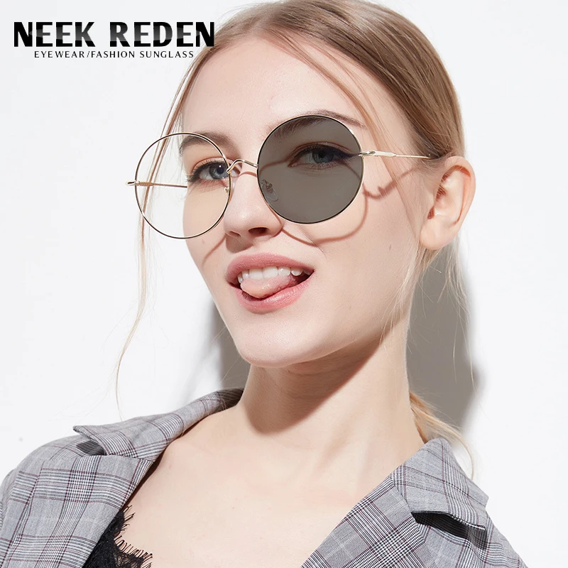 Round Metal Frame Photochromic Myopia Glasses Women Korean Style Nearsighted Eyelasses With Diopter -0.75 -1.25 -3.25 -3.75 -4.0