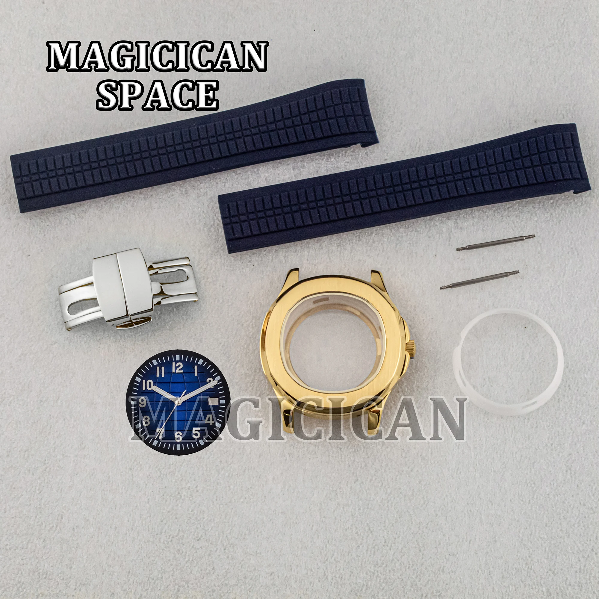 NH35 Watch Case Rubber Strap for AQUANAUT Nautilus Sapphire Glass Water Resistant 42mm Watch Case fit NH34/NH35/NH36 Movement