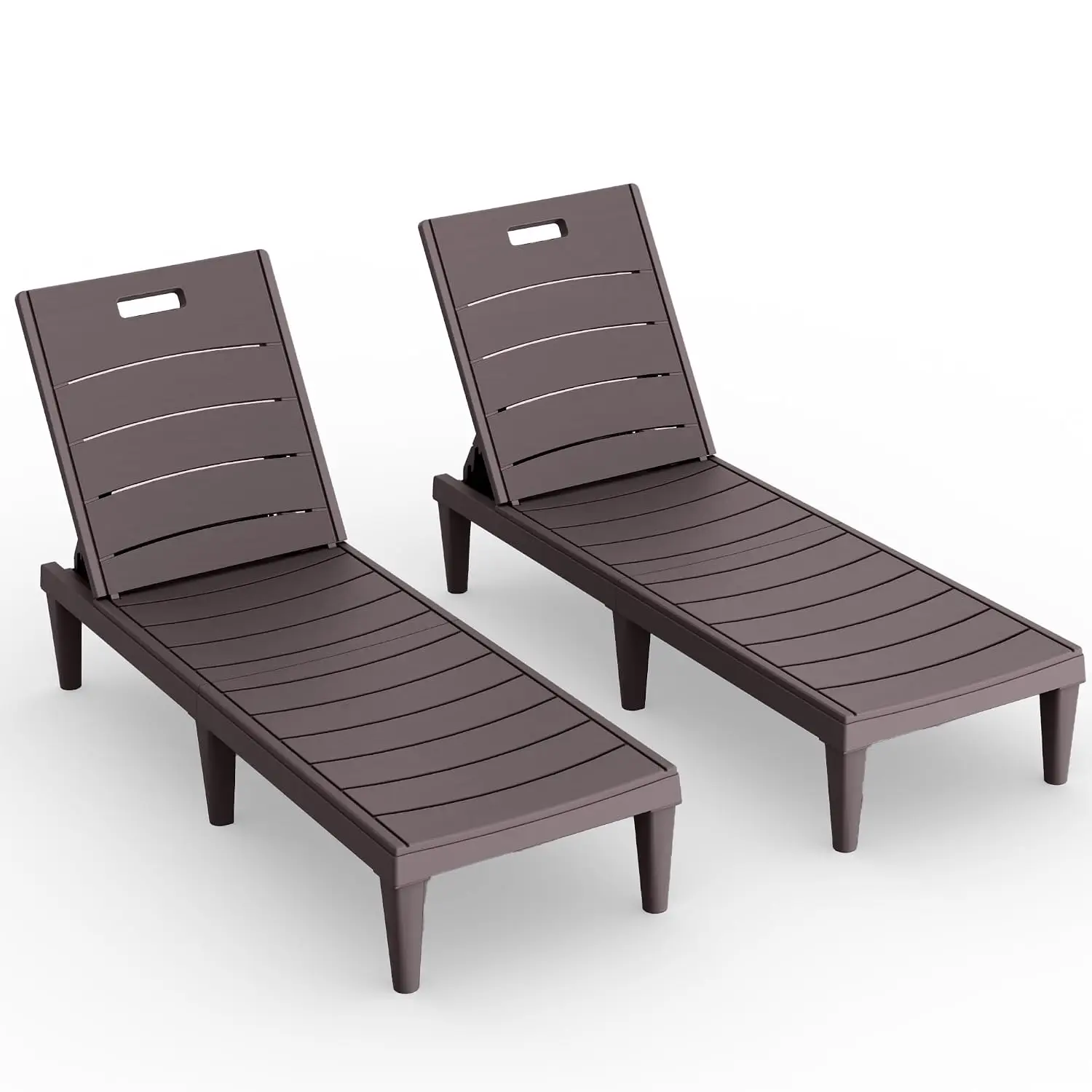 Outdoor Chaise Lounge Chair Set of 2, Waterproof PP Lounge Chairs | Lightweight with 5-Position Adjustable Back, Customized