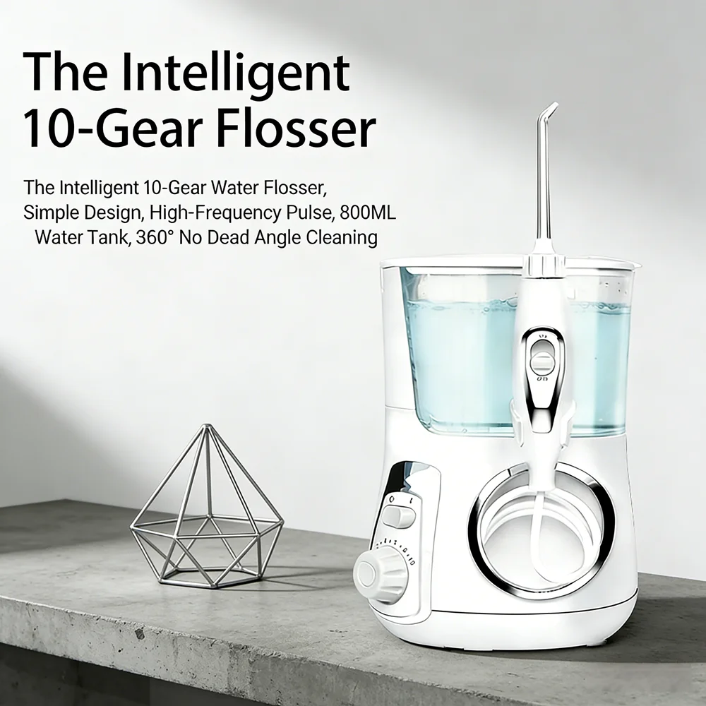 

10-Mode Electric Water Jet Oral Irrigator 800ML Desktop Dental Flosser Teeth Cleaner Fight Cavities Bad Breath