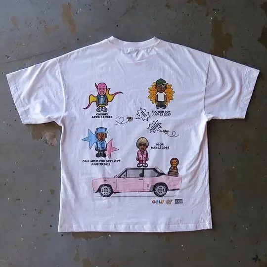 

Винтажная плоская хлопковая футболка Tyler The Creator, мужские и женские повседневные трендовые футболки с рисунком в стиле Харадзюку