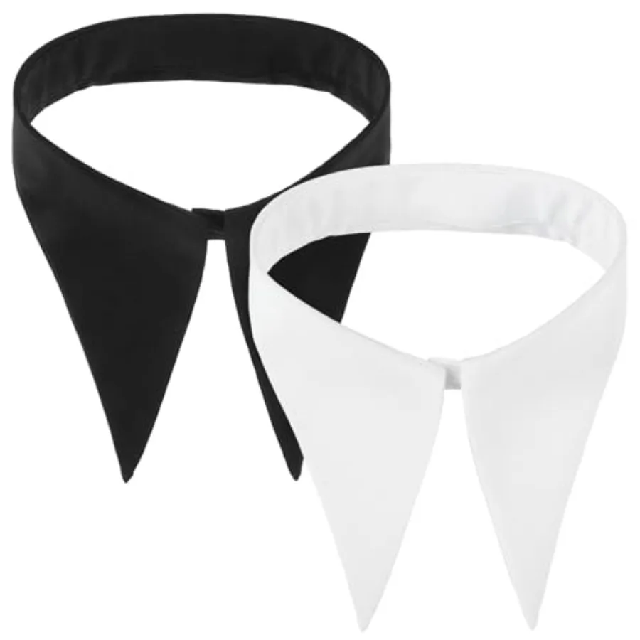

2PCS Fake Collars White Dickey Collar for Women Black Detachable Faux Collar for Women Girls Blouse Half Shirts