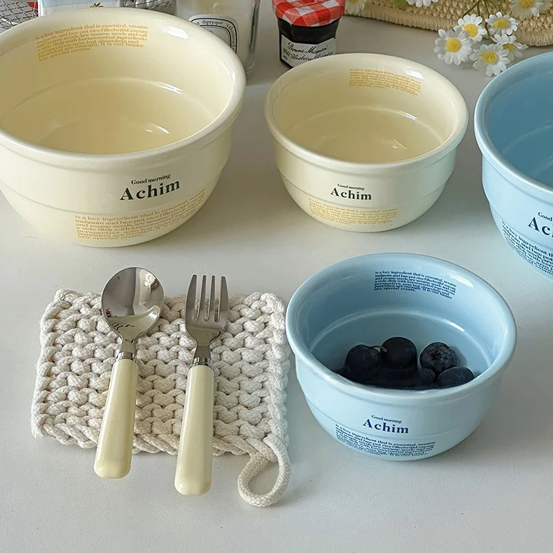 韓国風-インスタ映え-高い審美性-クリーミーで美しいヨーグルトボウル-麺ボウル-一人用丼-食器-サラダ-デザートボウル