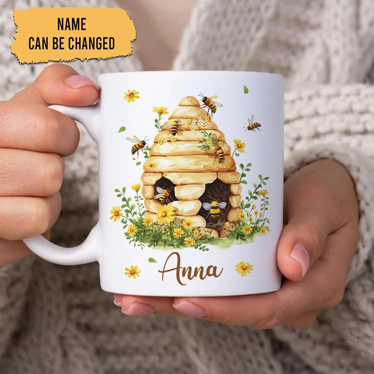 Personalized Bee Mug - Bee Keeper Gifts For Women - Honeybee Gifts For Lovers - Animals Present For Lovers On Birthday