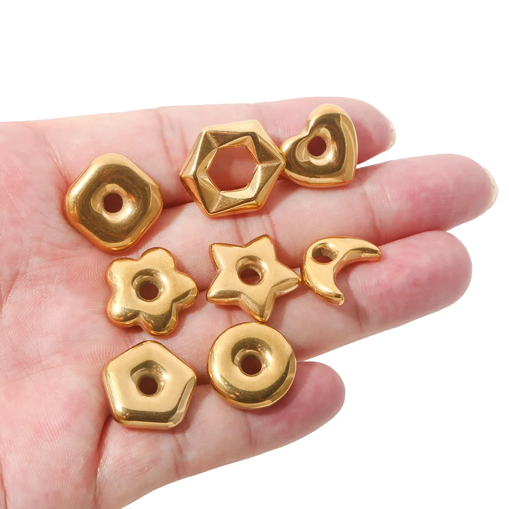 5PCS/Stainless Steel Jewelry Electroplating Process Love Small Pendant Handmade DIY Bracelet Necklace Accessories Partition Bead