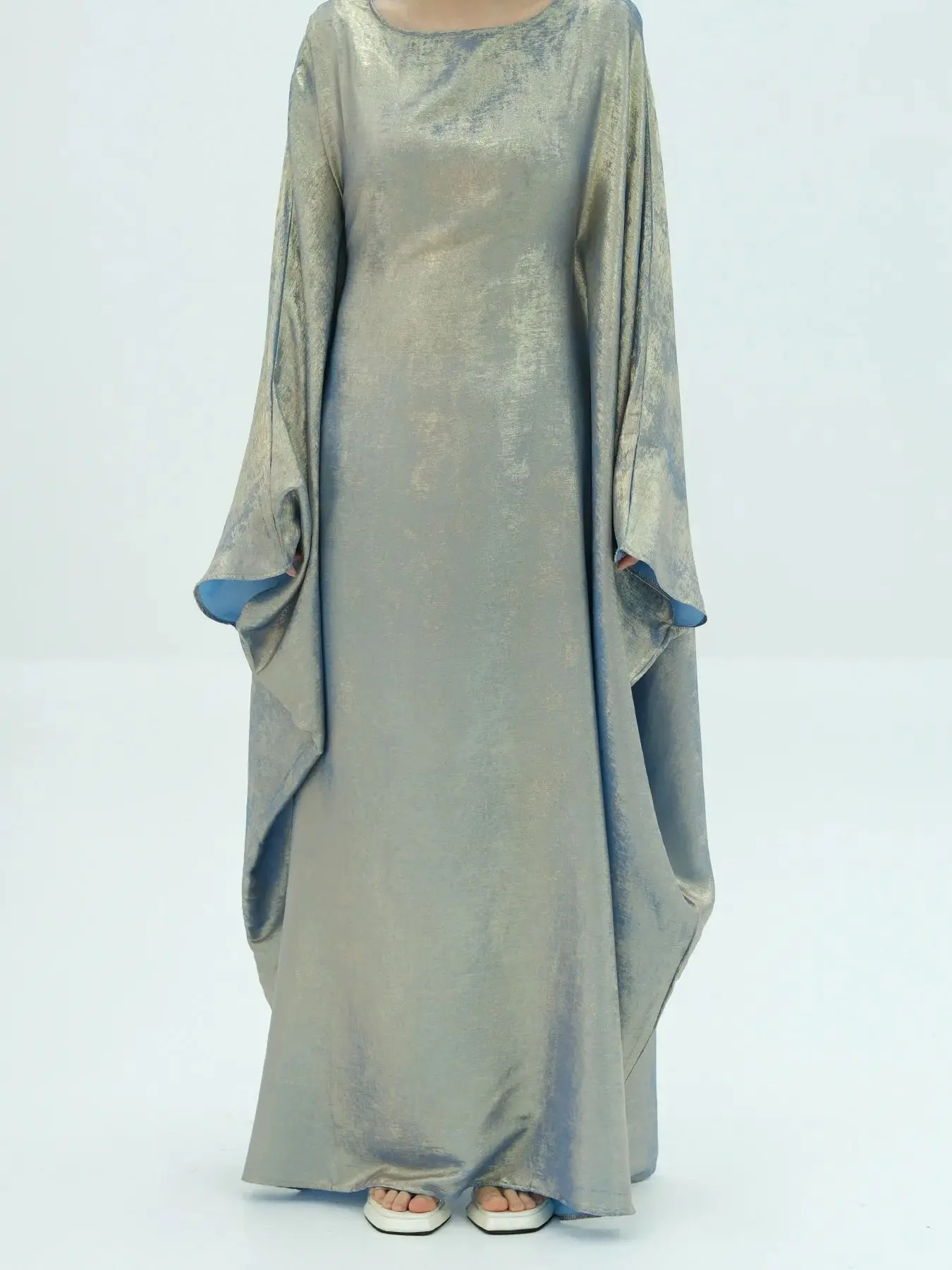 Abaya-Robe musulmane brillante à manches chauve-souris pour femmes, robe longue, papillon doux, service de culte, mode, wy2035