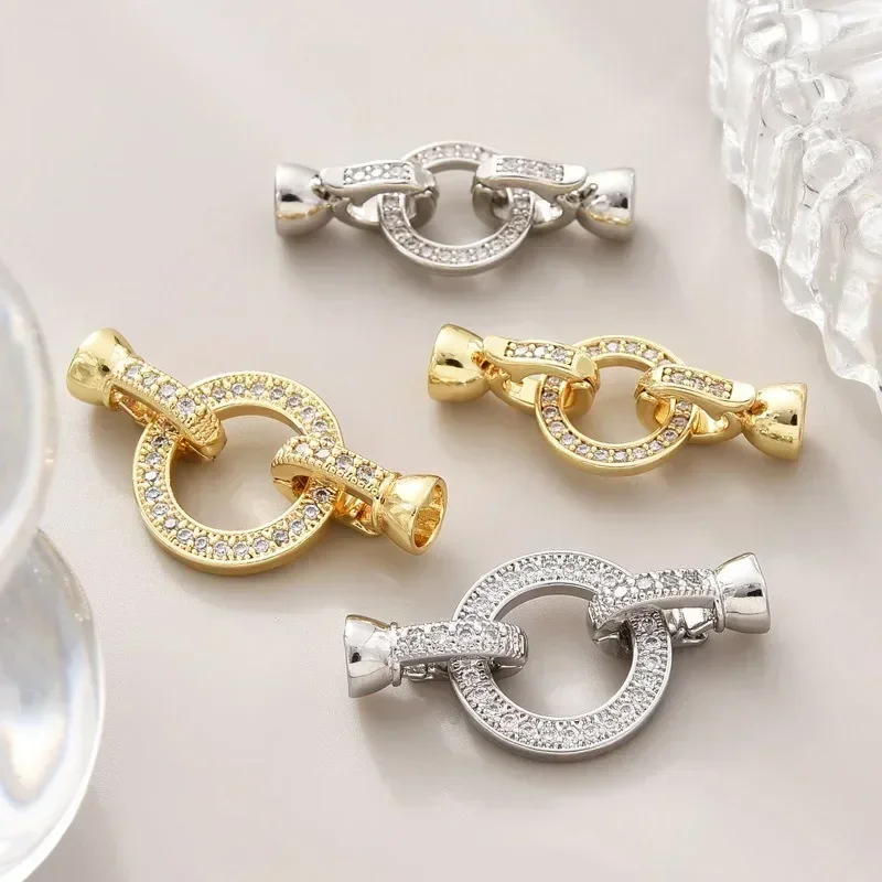

18K Gold Plated Zirconia Connector for Necklace Bracelet Fastening Lock, Bead Clasp DIY Pearl Jewellery Accessories Wholesale