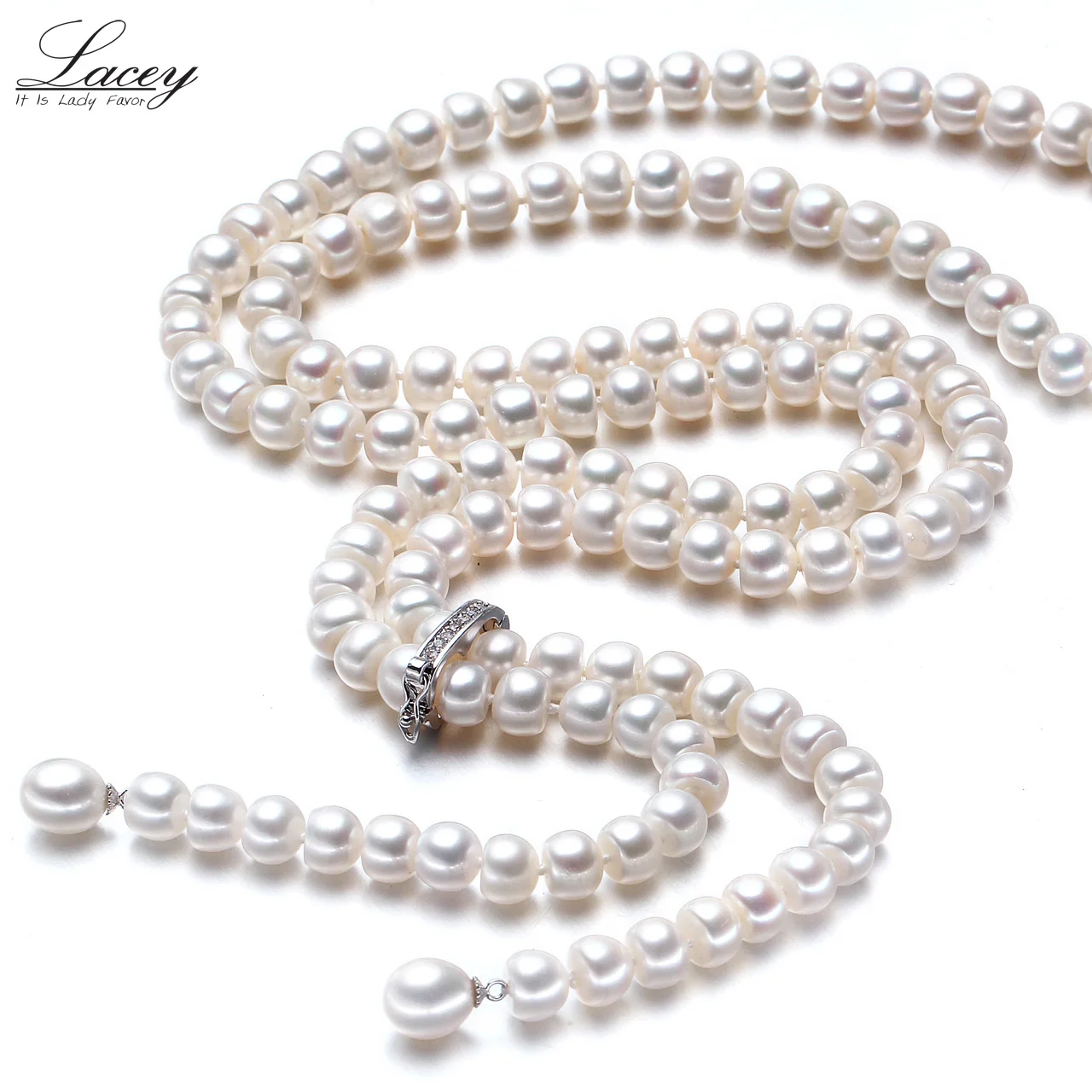 Cultured Real Pearl Necklace For Women,100% Genuine Freshwater Pearl Necklace Pendant Chain,Long Pearl Sweater Necklace Girl