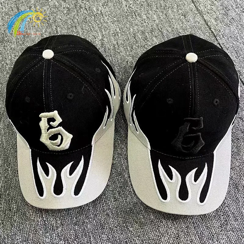 

Hip Hop High Street Adjustable Flame Hat Men Women Best Quality Kanye West Season 6 Logo Embroidery Baseball Caps