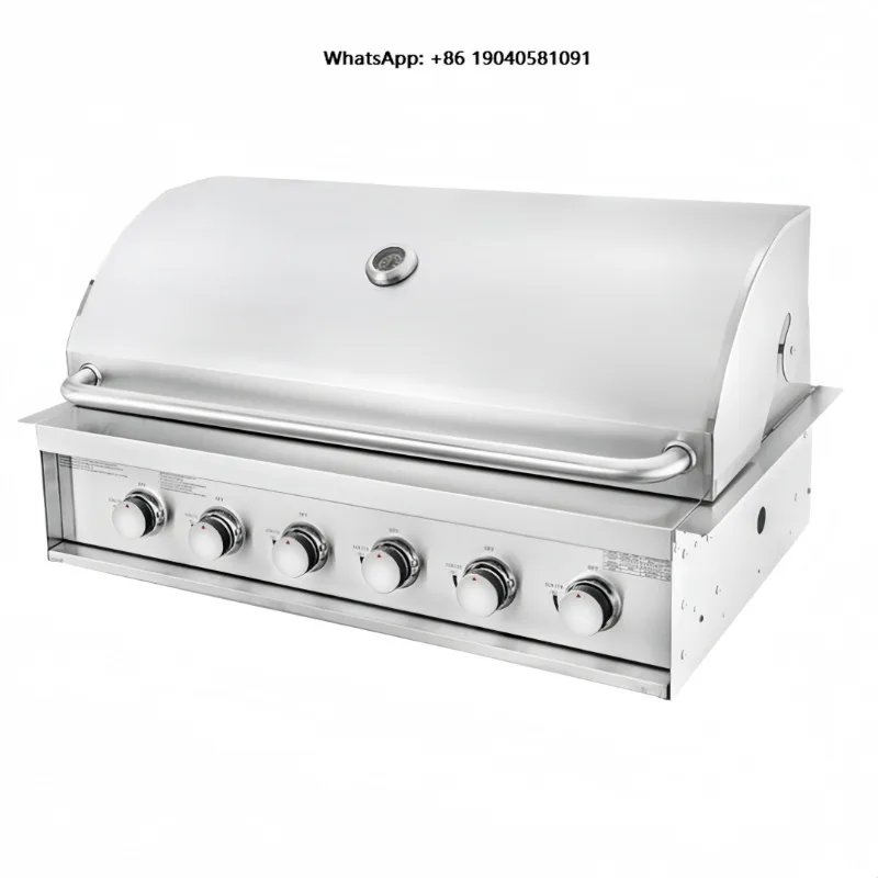 Outdoor Kitchen Modern Luxurious Premium Rust-Resistant Durable Full Stainless Steel Built-in Gas Grill 6 Burner Large Capacity