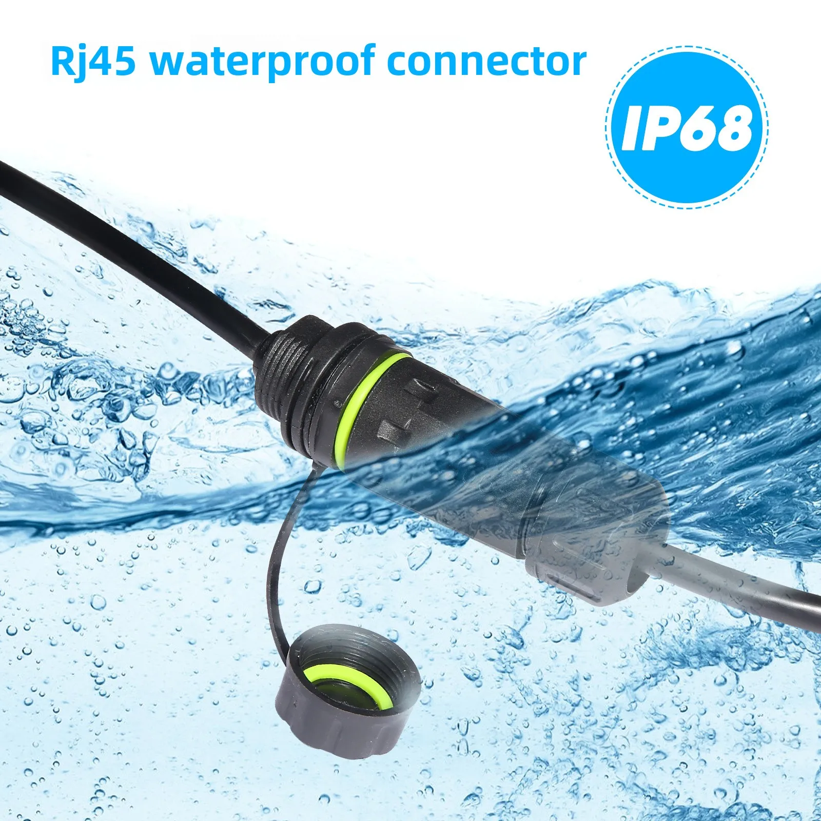 New rj45 panel mount Connector RJ45 CAT6A Ethernet Jack Waterproof connector With network cable 250mm