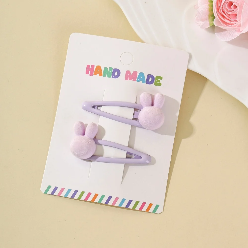 

2pcs/set Children Colorful Rabbit Hair Clips Sweet Girls Bunny Side Clips Hairgrip Handmade Simple Barrettes Princess Headwear