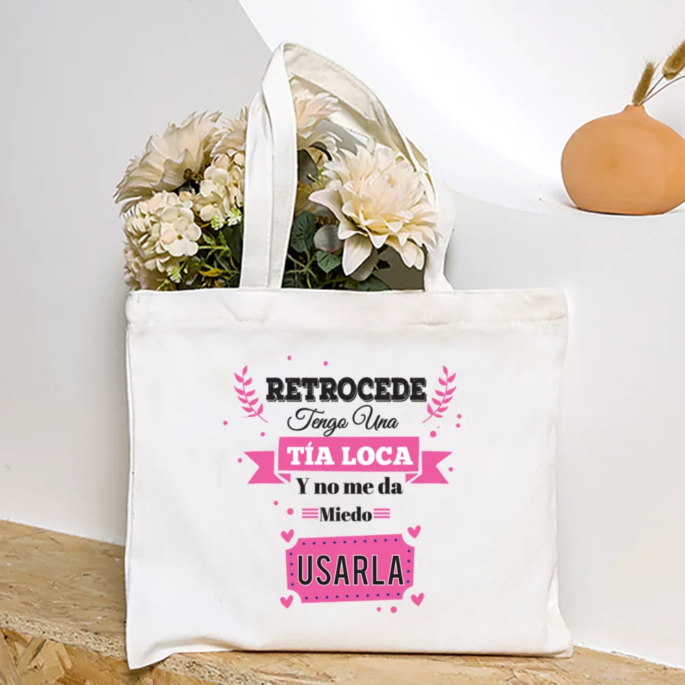 أفضل عمة في العالم الإسبانية المطبوعة حقيبة نسائية صغيرة حقيبة قماش أكياس التسوق حقيبة كتف الإناث عيد ميلاد عطلة Gifta ل Tia