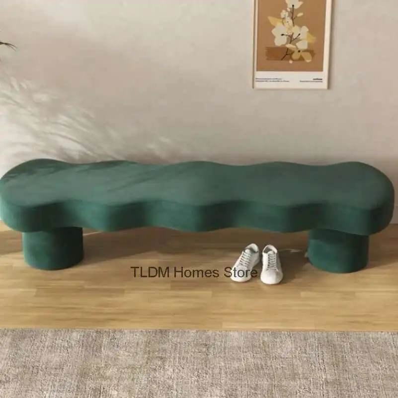 

Nordic Designer Stools Creative Living Room Furniture Lamb Velvet Bench Home Sofa Ottomans Entrance Bedroom Shoe Changing Stool