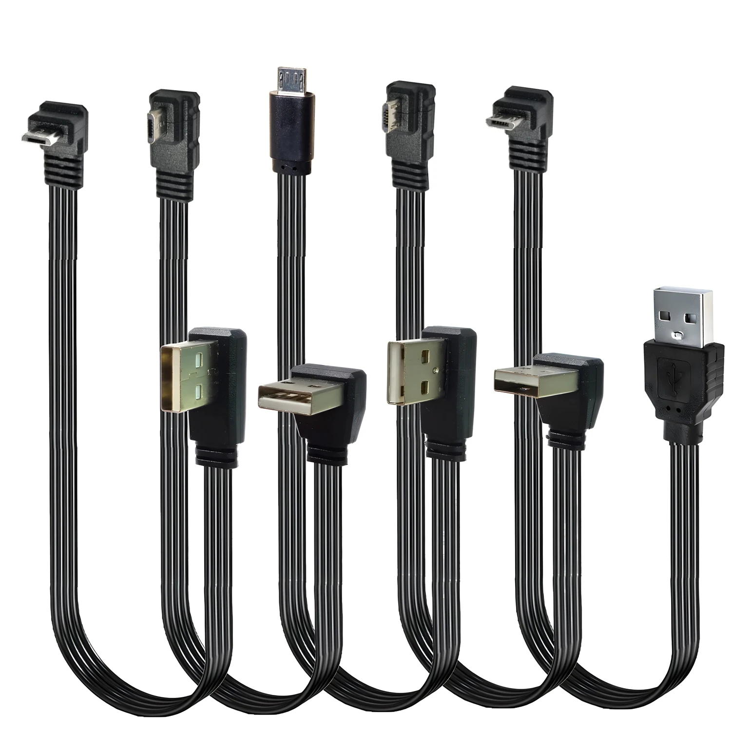 Up, Down, Left Right Angled 90° USB Micro USB Plug to USB Male Data Cable 5cm 20cm 30cm 50cm