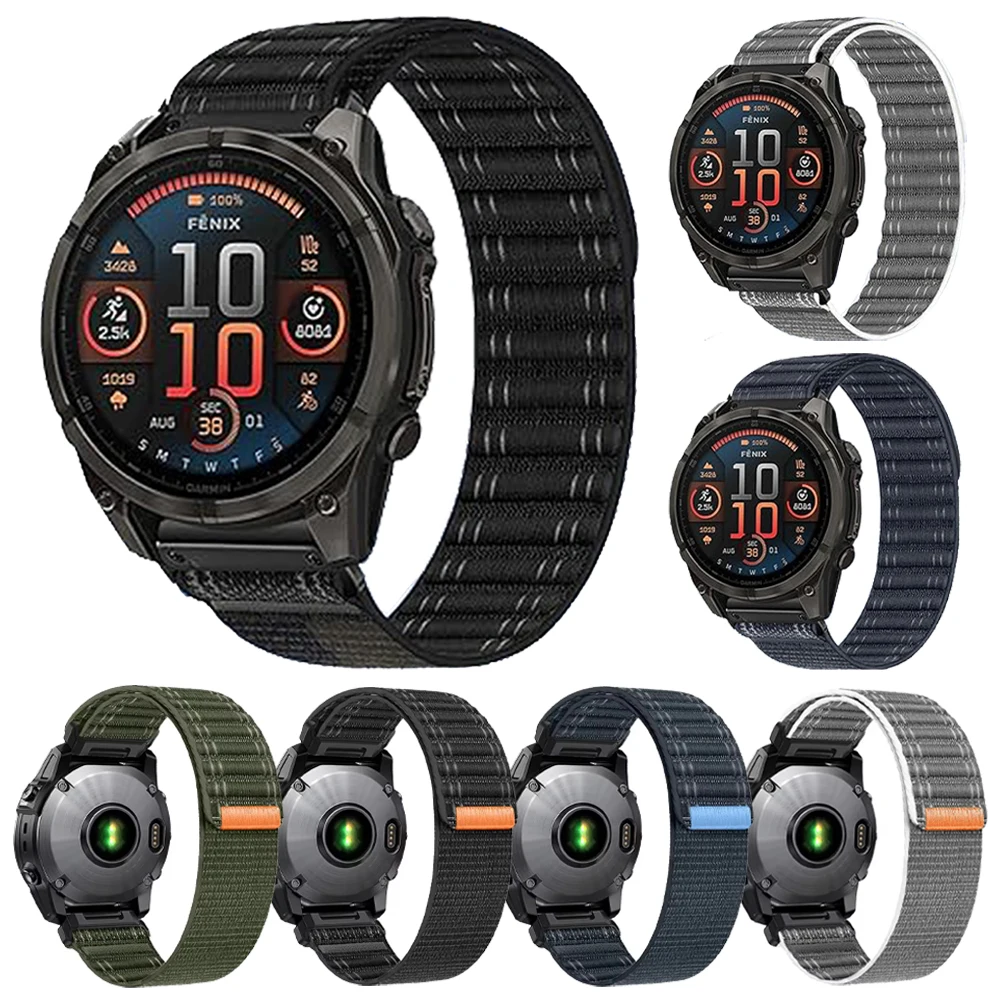 26mm 22mm QuickFit Uhrenarmband für Garmin Fenix 8 E 7X 7 6X PRO 6 5X 5 Plus Nylon Loop Band Forerunner 970 965 955 945 Armband