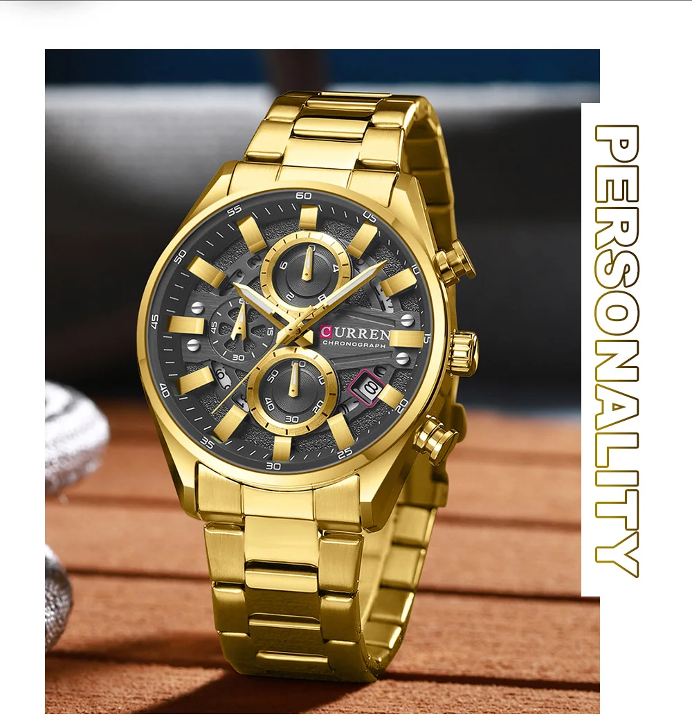 CURREN Top-Luxus-Business-Kalender, multifunktionale, wasserdichte Sport-Herren-Quarzuhr, Bau-Armbanduhr für Herren – Detail 11
