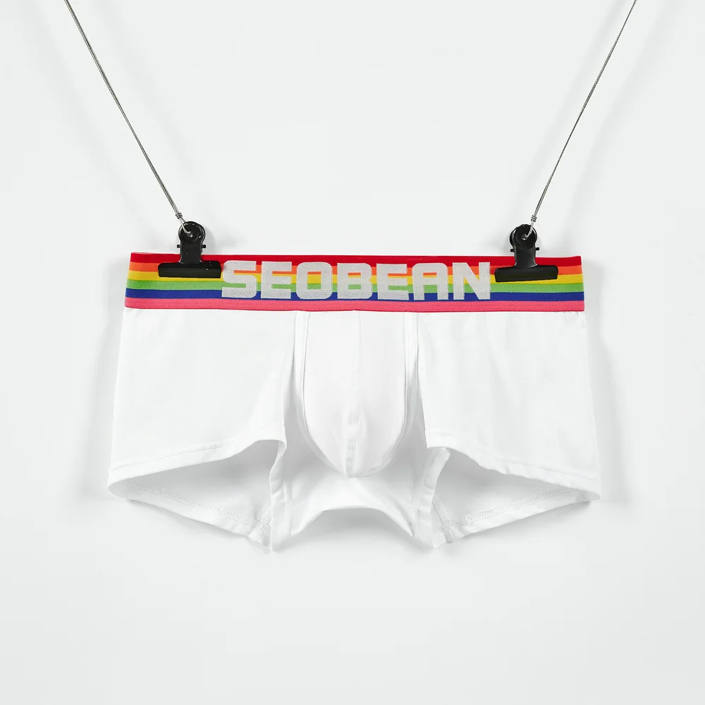 

SEOBEAN Men’s Underwear Rainbow Waistband Boxer Briefs Comfortable Breathable 7-Colour U-Shaped Briefs for Male 2026 New