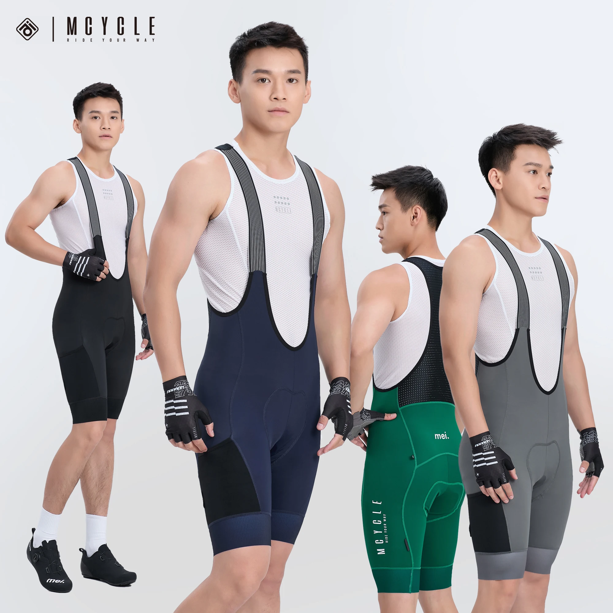 

Mcycle Men's Cycling Bib Shorts Seamless Outdoor Cycling Shorts Padded Bicycle Bib Shorts Summer Cycling Bib Shorts