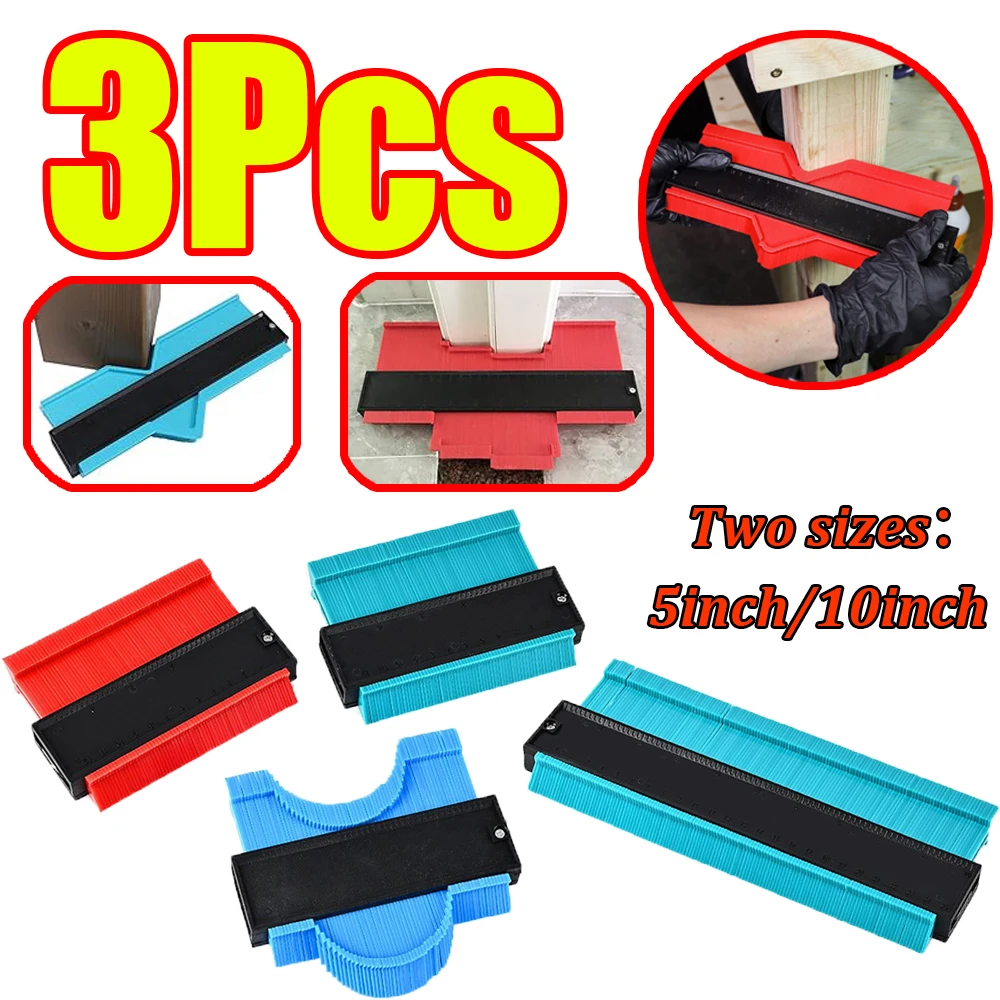 1-3 قطعة الملف الشخصي كفاف قياس خط ناسخة حاكم غير النظامية شكل النجارة بلاط البلاستيك مسطرة قياس أداة قالب القطع #1