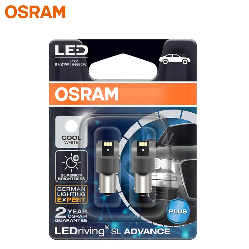 OSRAM LEDriving SL Advance P21W S25 1156 12V 2.5W 9456CW BA15s Car Reverse Lamps LED Fog Bulbs Turn Signal Light Cool White 2X