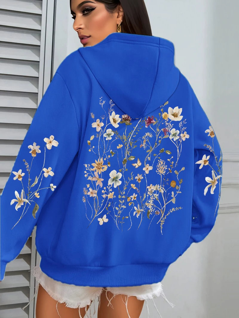 Sweat-shirt à capuche imprimé Floral pour femmes, élégant pour l'automne et l'hiver, vêtements décontractés et amoureux du Style naturel, vêtements de nouvelle marée