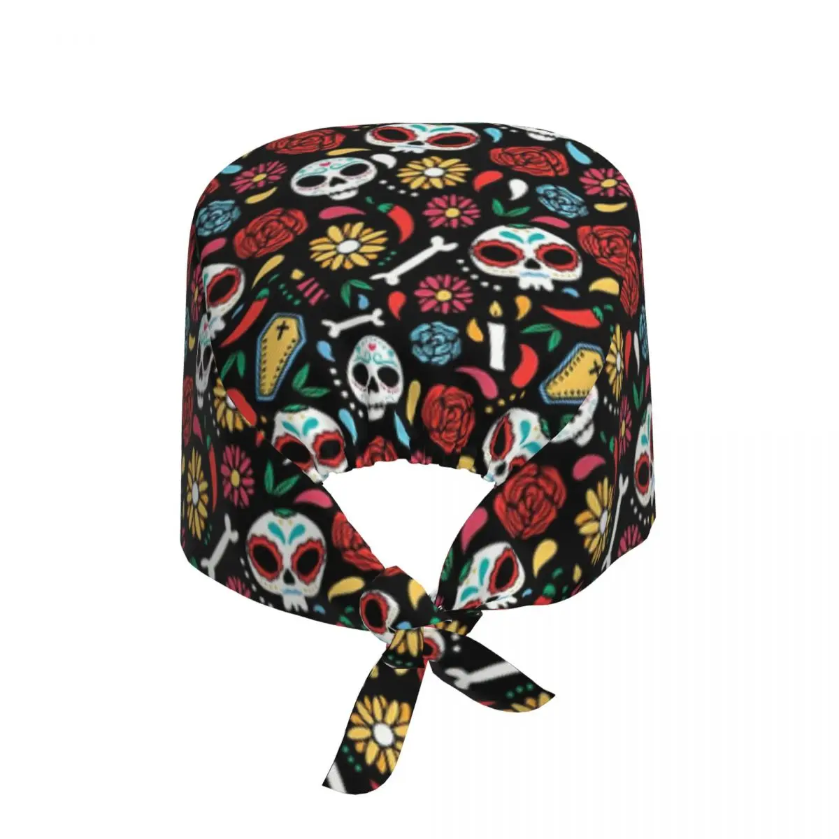 Custom Mexican Sugar Skulls Scrubs Cap Surgical Hats Women Men Day of The Dead Operating Room Cap Operator Hats Lab Works Hat