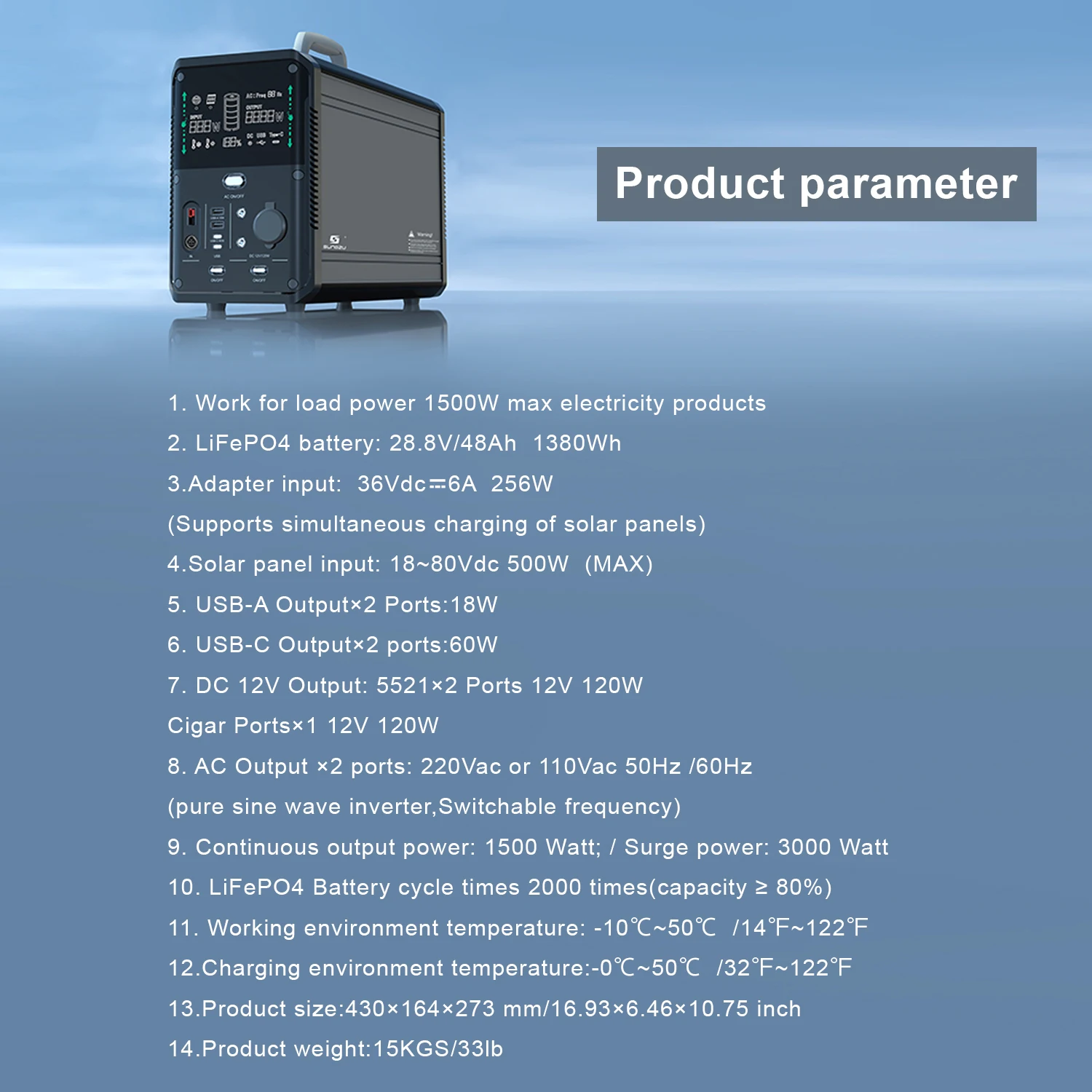 Home Appliances Power Station 1000w 220v Solar Generator Portable Rechargeable Off Grid Portable Charger Power Bank Battery Cell