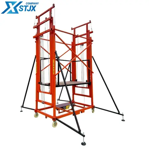 Andamio eléctrico de 2m-12m, plataforma de elevación portátil plegable de 300kg, elevación de construcción interior y exterior