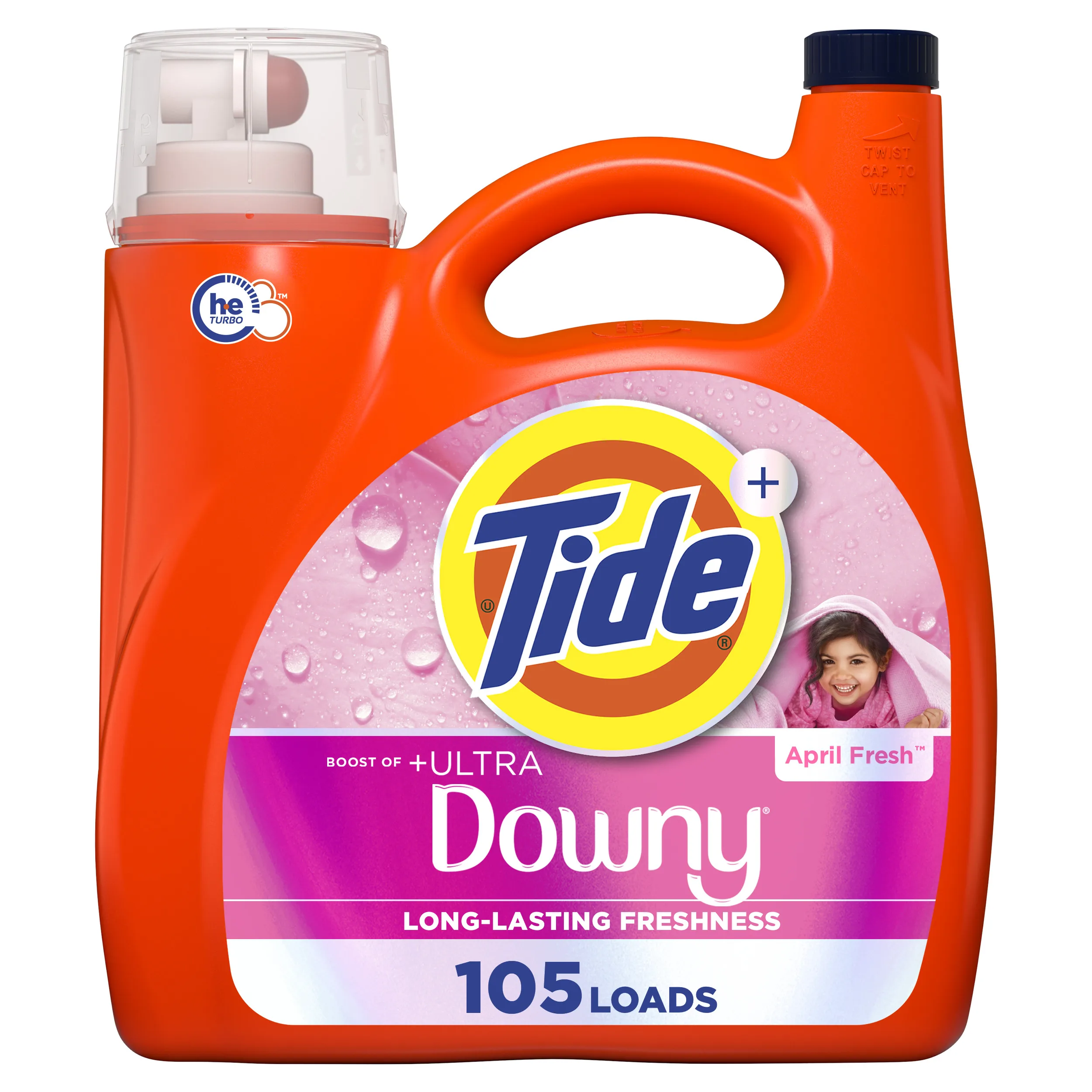 Liquid laundry detergent with ultra softening boost and fresh April scent, 148 fl oz, yields 105 washes