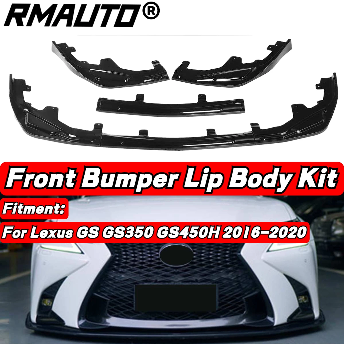 New Car Front Bumper Splitter Lip Spoiler Diffuser Guard Cover Trim Body Kit For Lexus GS GS350 GS450H 2016 2017 2018 2019 2020
