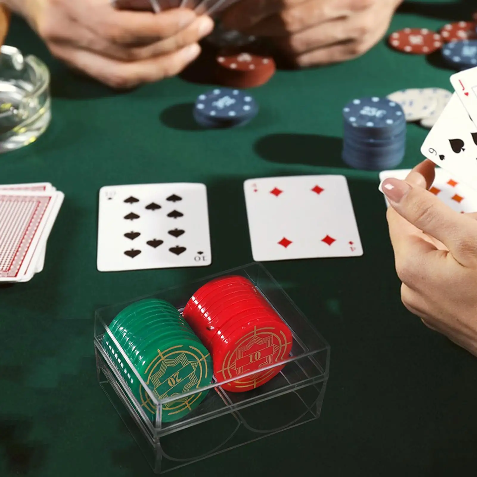 Clear Acrylic Poker Chip Box Poker Table Accessories 2 Slots Chip Carrier Holds 40 Standard-sized Chips For Home