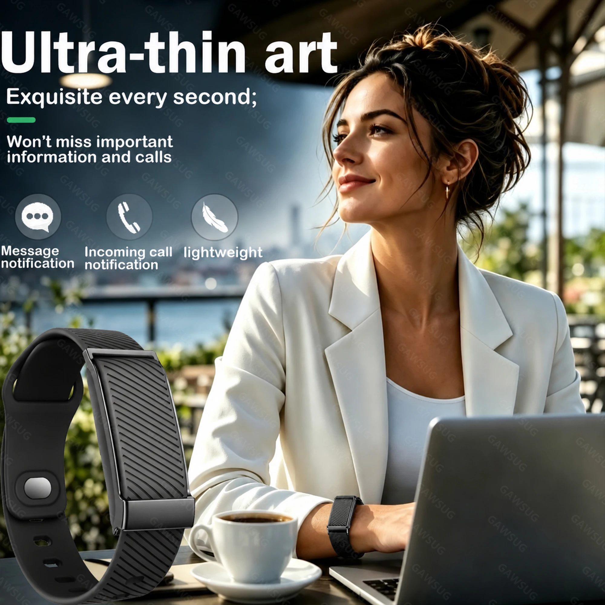 Minimalist No Screen Fitness Tracker Men Women SpO2 Heart Rate Sleep Monitor Vibration Alarm Calorie Sport Smart Bracelet Band