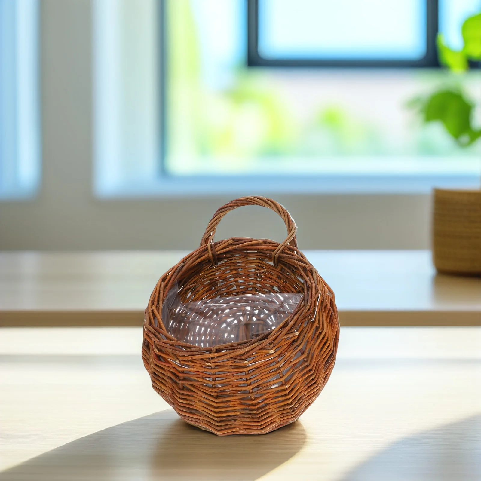 

2Pcs Wall Flower Basket Rattan Hanging Flowerpot Stylish Plant Container for Indoor Outdoor Decoration Multi-Functional Storage