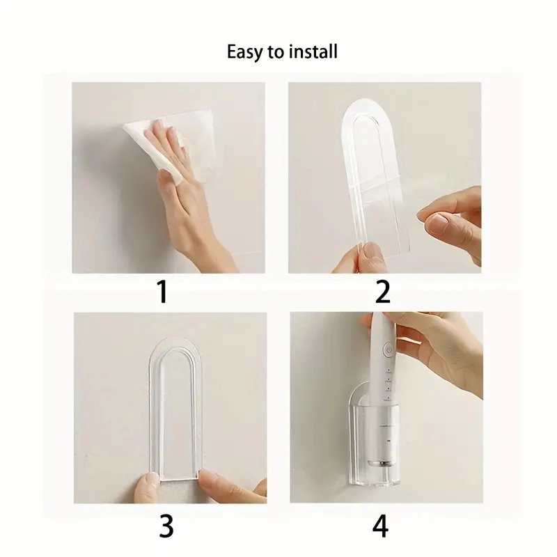 Non Perforated Toothbrush Holder Electric Toothbrush Base Space Saving Wall Mounted Toothbrush Holder Bathroom Accessory