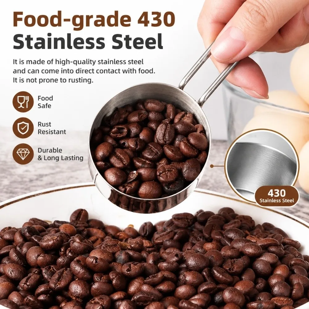 Stainless Steel Measuring Cups and Spoons Set Household Versatile Baking Measuring Tool Dual Unit Scale Liquid Dry Measuring Cup
