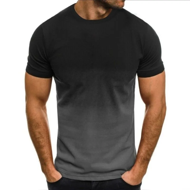 2024 New Men\'s Summer Fashion Casual Top 3D Gradient Color Digital Printing Short Sleeve Round Neck Loose Sports T-shirt