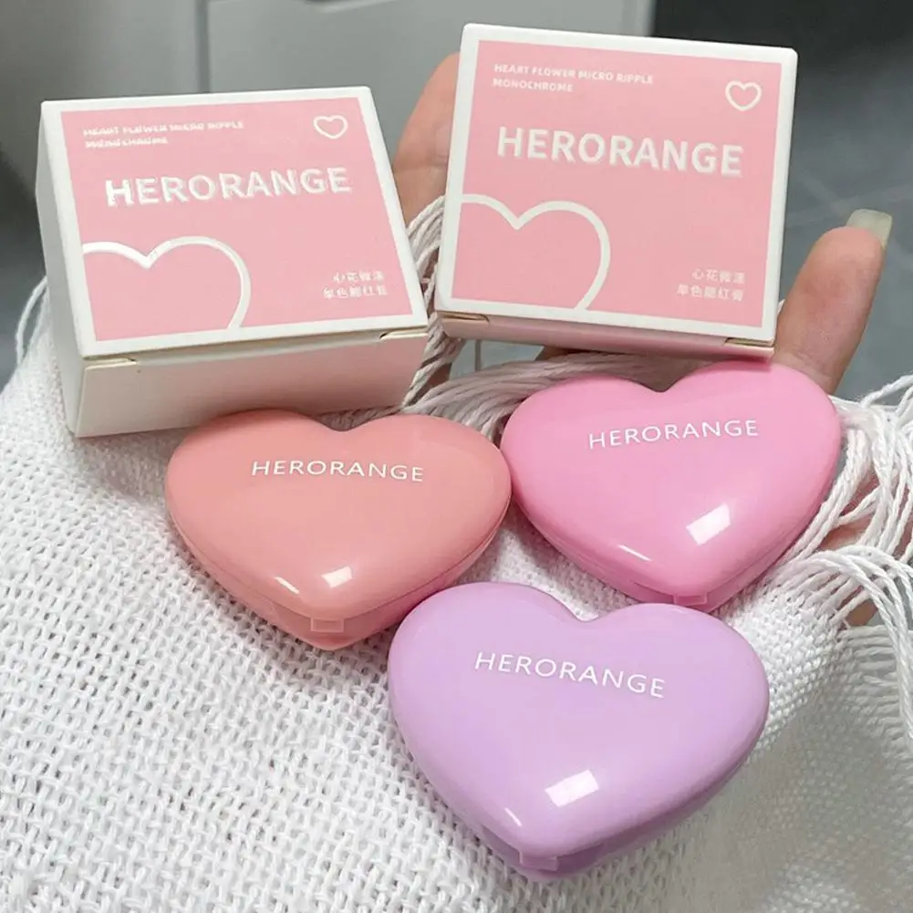 1 Stuks Liefde Hart Blush Crème Monochroom Gladde Modder Blusher Roze Palet Paars 3 Kleuren Mat Gezicht Oranje Rouge Natuurlijke K6m6